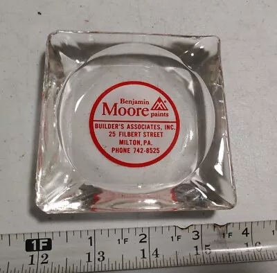 Vintage Benjamin Moore Paint Builder's Assoc Milton PA Advertising Glass Ashtray • $19.99