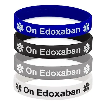 On Edoxaban Medical Alert Wristband Bracelet Blood Clot ID Silicone UK (x1) • £2.99