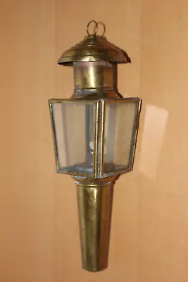 Beautiful Antique Brass Coach Lantern With Burner 26.5cm Tall In Very Good Cond • £24.50