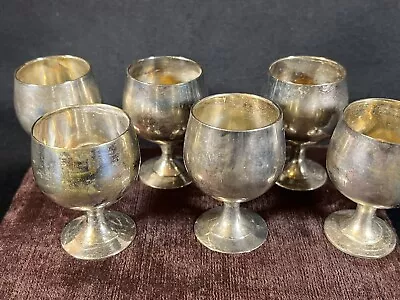 Vintage EPNS Silver Plated Goblets Shot Sherry (6 Cups) With Velvet Case 2.5” H • $35