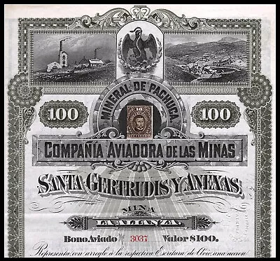 1891 Mexico: Mineral De Pachuca Compania Aviadora De Las Minas Santa Gertrudis • $54.52