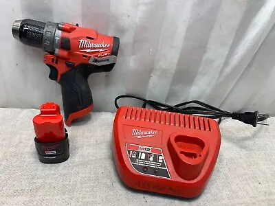 Milwaukee 2504-20 1/2  Hammer Drill Driver 12 V M12 Battery 48-11-2401 & Charger • $64