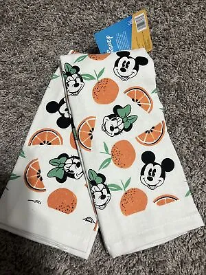 DISNEY 2 Pack Kitchen Towel Set Mickey Minnie Mouse Citrus Orange NEW Home Decor • $24.90