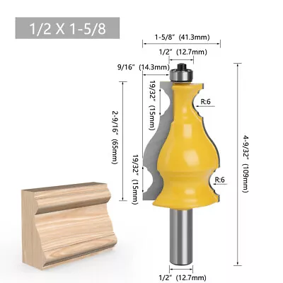 Large Elegant Picture Full Frame Molding Router Bit Architectural 1/2 12mm Shank • $32.63