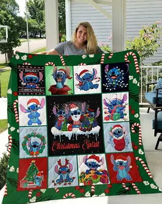 $28.99 • Buy Stitch Christmas Blanket, Lilo & Stitch Movie Matching Family Christmas Blanket