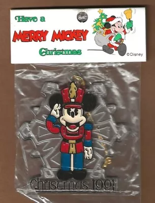 Vintage Mickey Mouse 1991 Christmas Ornament Toy Soldier Snowflake Acrylic • $11.95