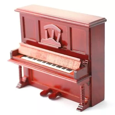 Dollhouse Mahogany Upright Piano Miniature Music Room Pub Bar Furniture 1:12 • $14.99