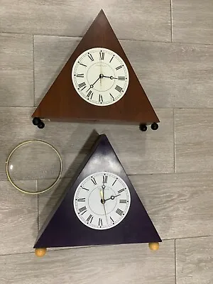**PARTS/REPAIR**Pair Of Ethan Allen American Impressions Triangle Mantle Clocks • $99.99