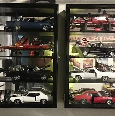 Car Display Case Black 4 Pcs Diecast 1/18 Mirrored 1:18 Collection Shelf Cabinet • $192.78
