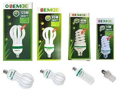 11W 18W 40W 85W 105W 125W LIGHT BULB B22 E27 ENERGY SAVER Spiral Bayonet Cap Wht • £6.99