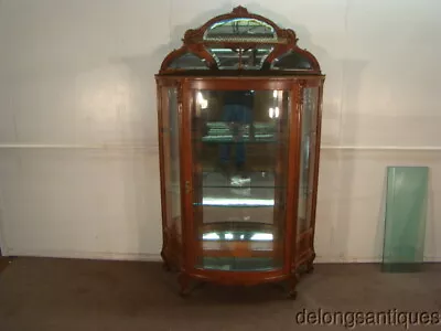 53008:Beautiful Golden Quartersawn Oak French Victorian 1800's China Cabinet • $2395