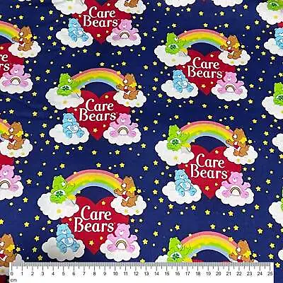 LC2716 Care Bears Rainbows Navy Woven Cotton • $11.55