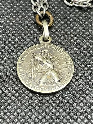 Vintage Heavy Wear St Saint Christopher Religious Medal Pendant Good Karma! • $29.95