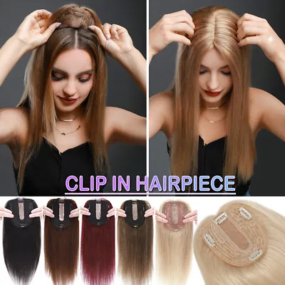 Premium Silk Base Real Remy Human Hair Topper For Women Clip In Hairpiece Wig UK • £63.95