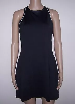 MARIKA Vintage Black W/White Trim Racerback Tennis Dress W/Built-in Bra L 10-12 • $25