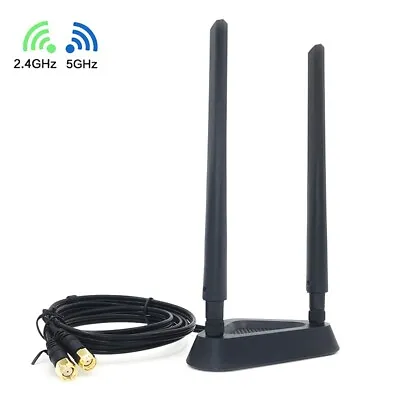 £50.82 • Buy Wireless Extend Cable External 8Dbi Dual-WiFi Network Antenna Magnet Stand AU