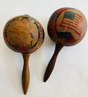 Rare/Vintage/Collectible Hand Carved & Painted  Aruba  Early 1940's Maraca's • $8.99