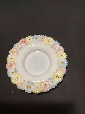 Vintage Cosmos Milk Glass Butter Dish Floral Pattern  • $40