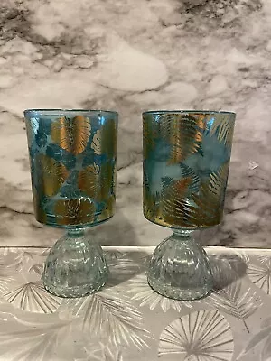 Teal Votive Candle Holders X2 Teal  Summer Decor Boho Table Scape Tropical • $6.99