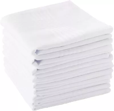 Mens Handkerchiefs 100% Soft Cotton White Hankie Hankerchieves • $12.67