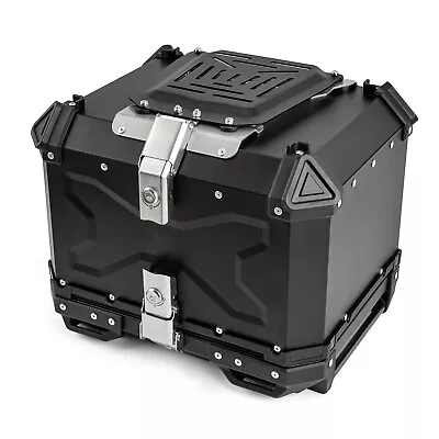 45L Aluminum Motorcycle Top Case Lock Trunk Luggage Tour Tail Box Storage Black • $95.90