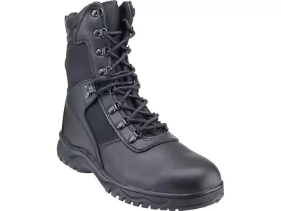 Men's Black Heavy Duty Durable Leather Side Zip Combat Boots • $52