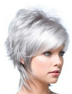 Fashion Silver Gray White Short Straight Women Lady Hair Wig Full Wigs + Wig Cap • $15.88