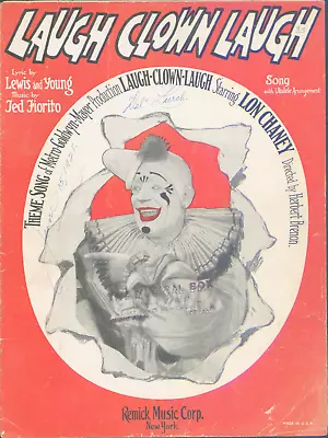 Sheet Music LAUGH CLOWN LAUGH ©1928 From Movie LAUG CLOWN LAUGH With Lon Chaney • $5