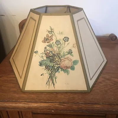 Vintage Hexagon J L PREVOST Flowers Floral Paper  12” Lamp Shade Lampshade • $22