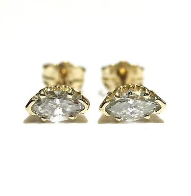 GIA Certified 14k Yellow Gold .63ct SI2 G Marquise Cut Diamond Earrrings • $659.99