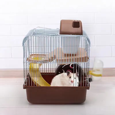 Hamster Cage Gerbil Mouse Small Pet Hutches With Running Wheel Tube Water Bottle • £7.95