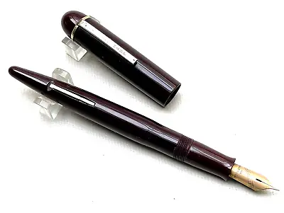 Early Eversharp Skyline Burgundy Celluloid FP W/Broad 14K Gold Nib USA (CM1174) • £45.13