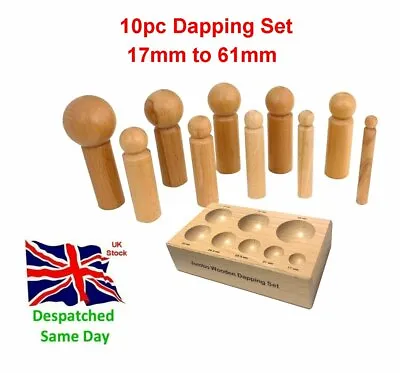 10pc Wooden Dapping Set Jumbo Size Wood Two Sides Base 17mm To 61mm • £17.99