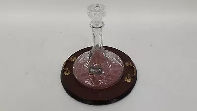 Stirling Ships Hand Cut Lead Crystal Decanter With Wooden And Brass Base • £9.99