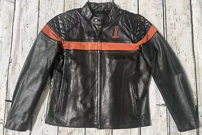 Harley Davidson Men's Victory Sweep #1 Black Leather Riding Jacket L 98012-21VM • $495