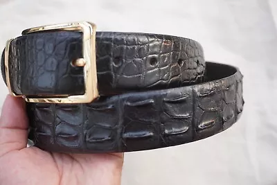 Black Genuine Alligator CROCODILE Hornback Belt Skin Leather Men's -W 1.5'' #S39 • $76