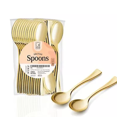 Mini Gold Spoon Gold Plastic Mini Dessert Spoons Disposable Tiny Gold Spoon... • $14.76