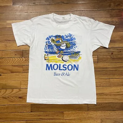 80’s Vintage Molson Beer & Ale Hampton Beach Club Graphic T Shirt Size L Used • $30