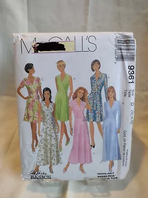 New/Oldstock Uncut Pattern McCall's 9361 Wrap Dress W/Sash Sz D 12-14-16 • $10