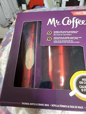 Mr Coffee RED 2 Pc. Dbl. Wall Hot Or Cold Thermal Bottle & Travel Mug Set New • $21