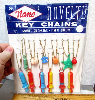 Vintage Dimestore Toy Store Store Display Nano Novelty Key Chains 12 On Card • $49.99