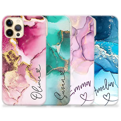 Personalised Phone Case Marble Colour Silicone Cover For IPhone 15 Pro Max 14 12 • £6.29