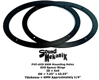 $24.99 • Buy PVC Plastic Speaker / Spacer Ring PVC-6x9 6MM Mounting Holes One Pair Made USA
