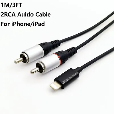 For IPhone To 2RCA Splitter Audio Cord RCA Y Adapter Hi-Fi Sound RCA 1M/3FT • $8.04