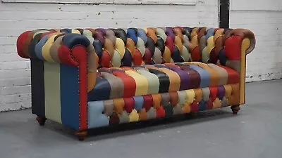 Chesterfield Sofa In Harlequin Patchwork Leather (3 Seater) • £1200