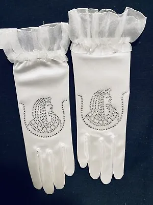  Mason DOI Ladies Auxiliary OES Eastern Star Satin Gloves With Rhinestone • $14