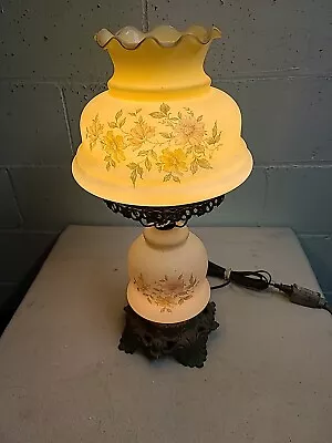 Vintage Hurricane Lamp 3 Way - Frosted - Floral Theme - See Description!!! • $82.50