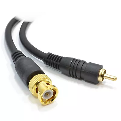 Pure Copper CCTV BNC To RCA Phono Plug Composite Cable Lead GOLD 1m/3m/5m/10m • £3.07