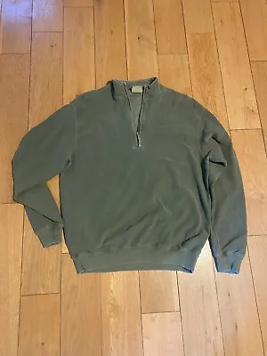 VINTAGE WOOLRICH Sweater Mens Large Green 1/4 Zip Long Sleeve • $28.49