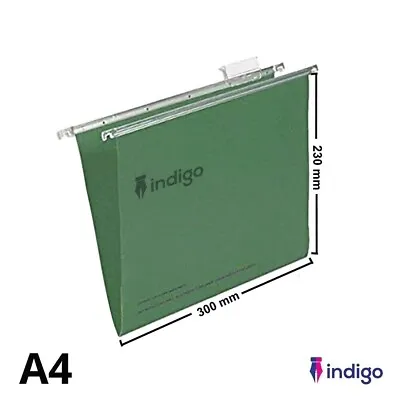 50x A4 Green Hanging Suspension Files Inc Tabs Inserts Folders Filing Cabinet • £24.99